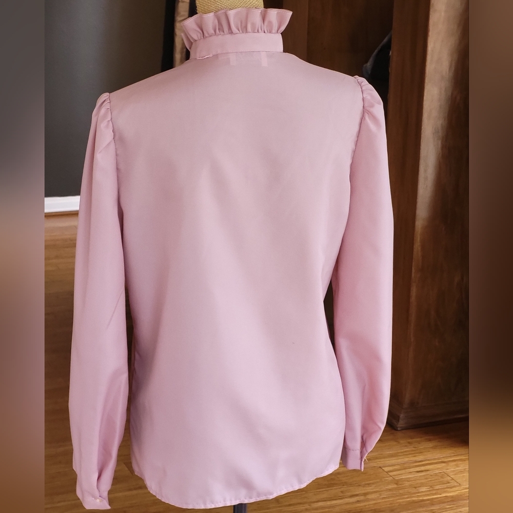 Paddy Lee Vintage Rose Pink Polyester Blouse Size 12 - Picture 3 of 8